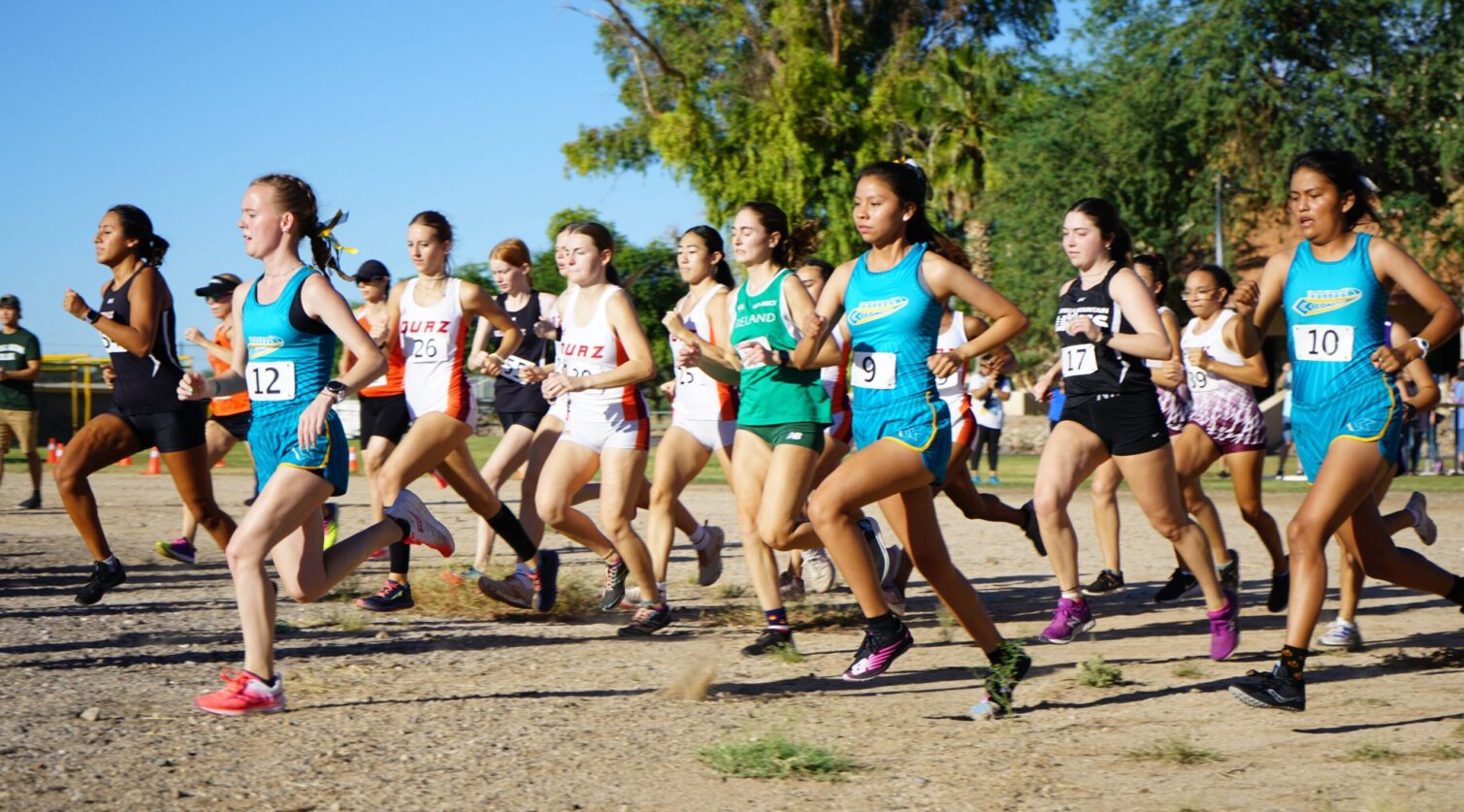 Coconino Community College Women's Cross Country racing at the 2021 CAMPY Invitational