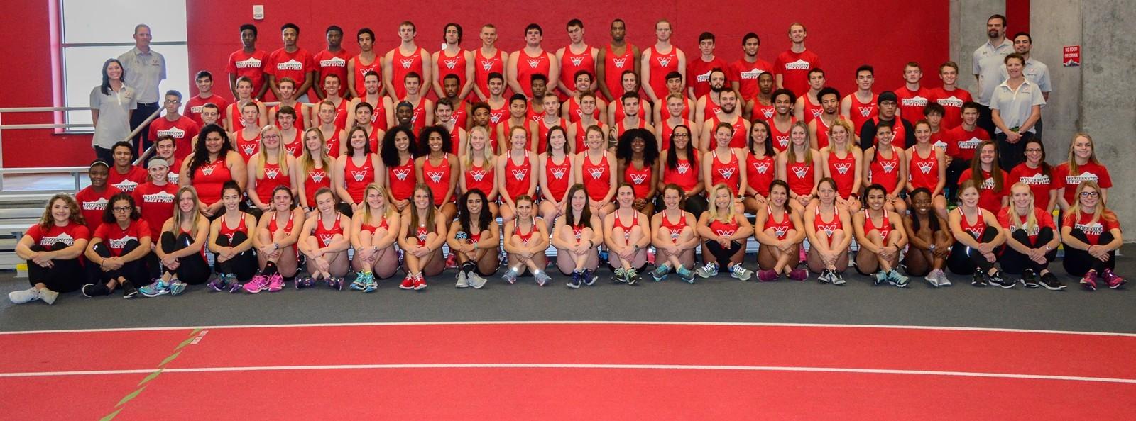 Track and field team posing for team photo