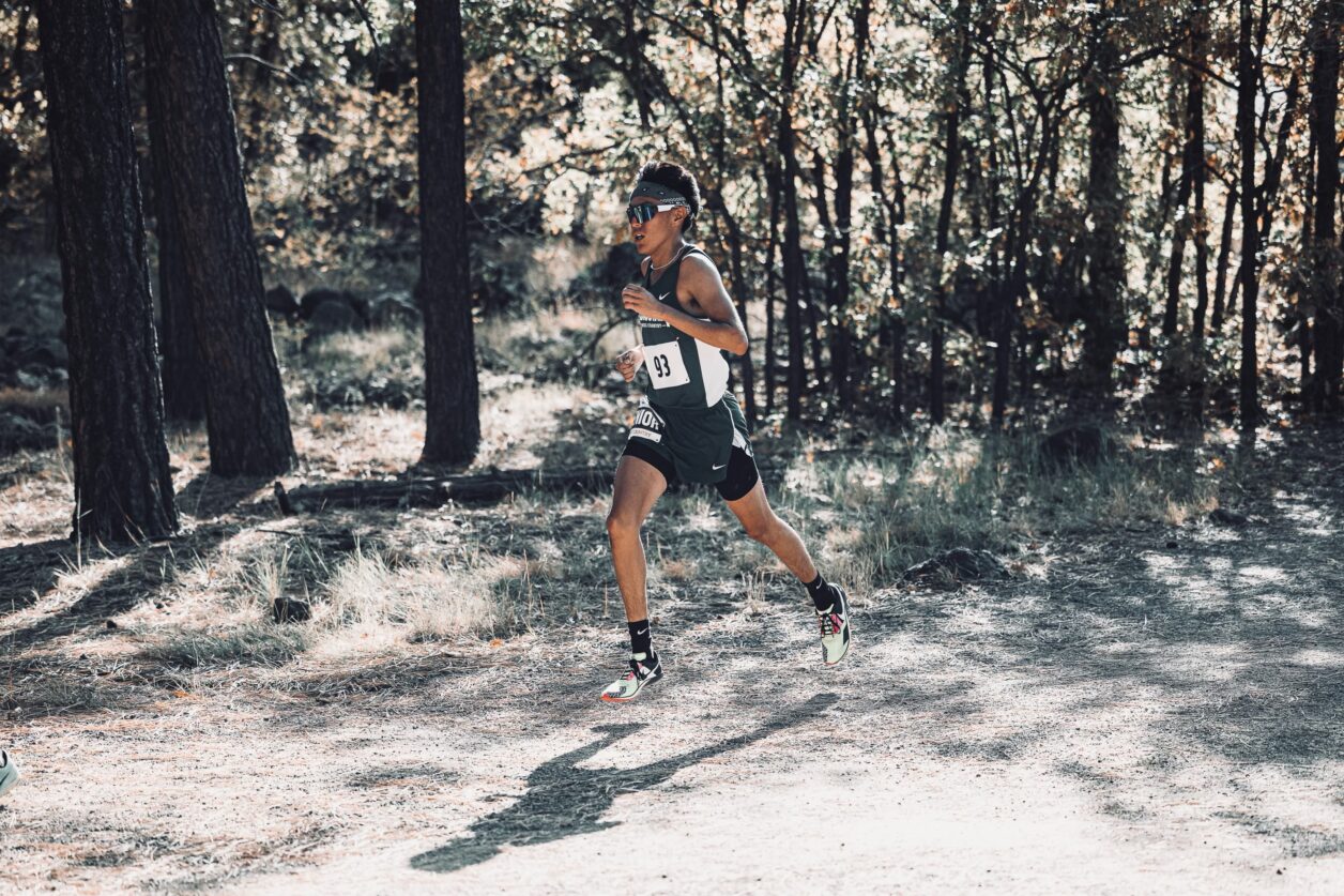 Male athlete racing cross country